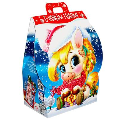 Сладкий новогодний подарок в картонной упаковке весом 360 грамм 
