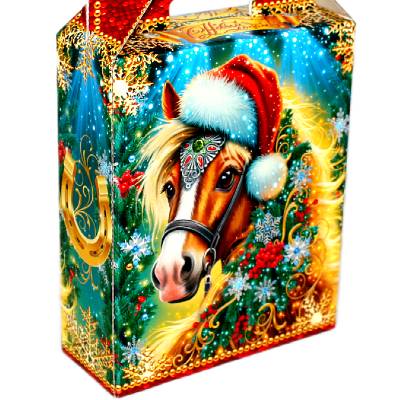 Детский новогодний подарок в картонной упаковке весом 800 грамм