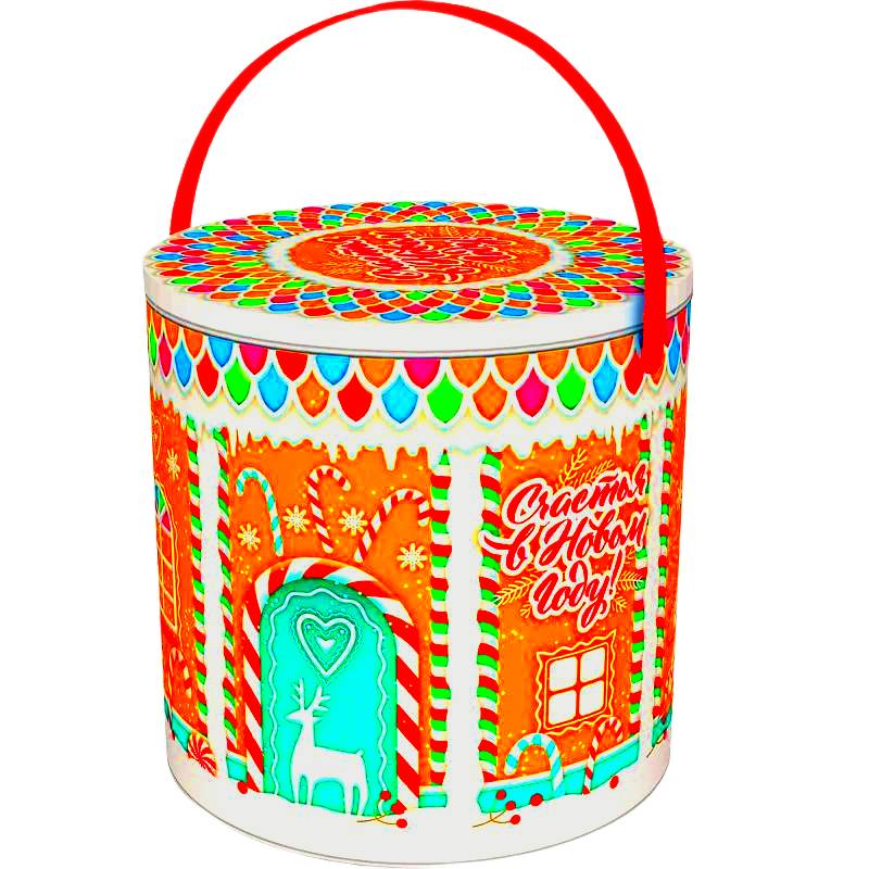 Сладкий новогодний подарок в жестяной упаковке весом 1000 грамм