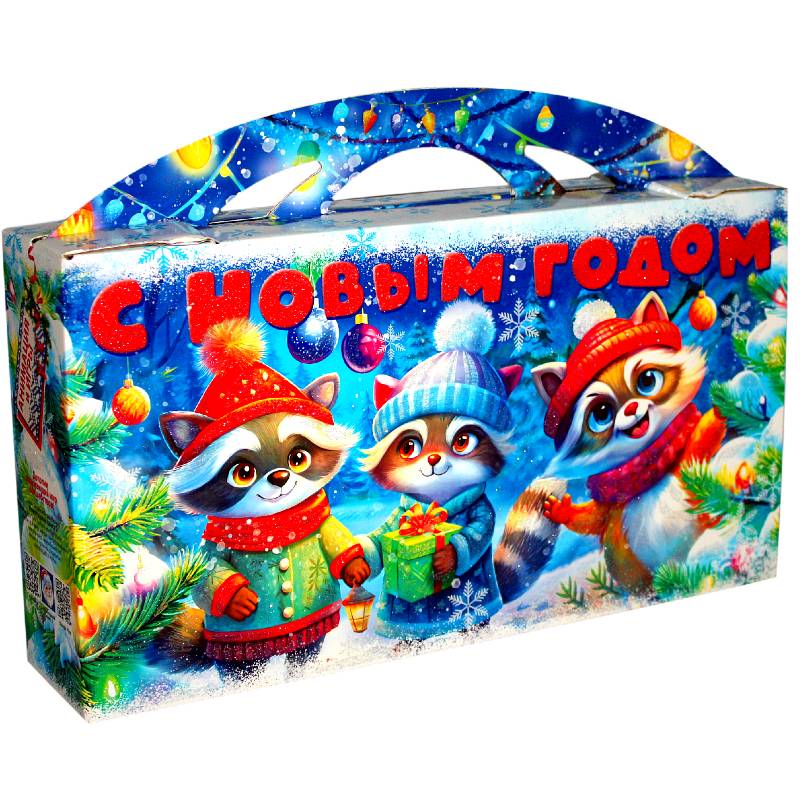 Сладкий новогодний подарок в картонной упаковке весом 1850 грамм