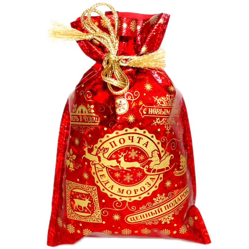 Сладкий новогодний подарок в мешочке весом 600 грамм